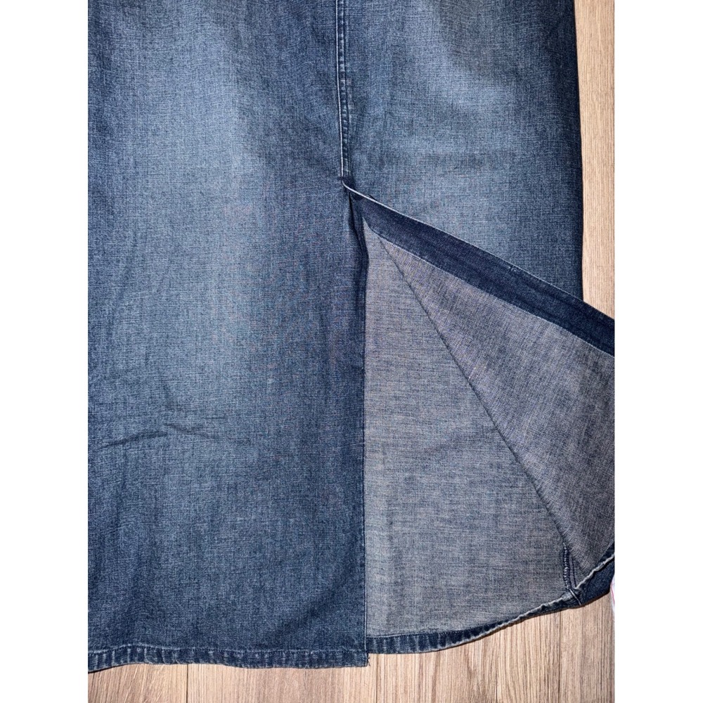 Vtg Liz‎ Claiborne Lizwear Jeans Denim Maxi Skirt Cotton Cottagecore Slit 6 K2 - Picture 5 of 9